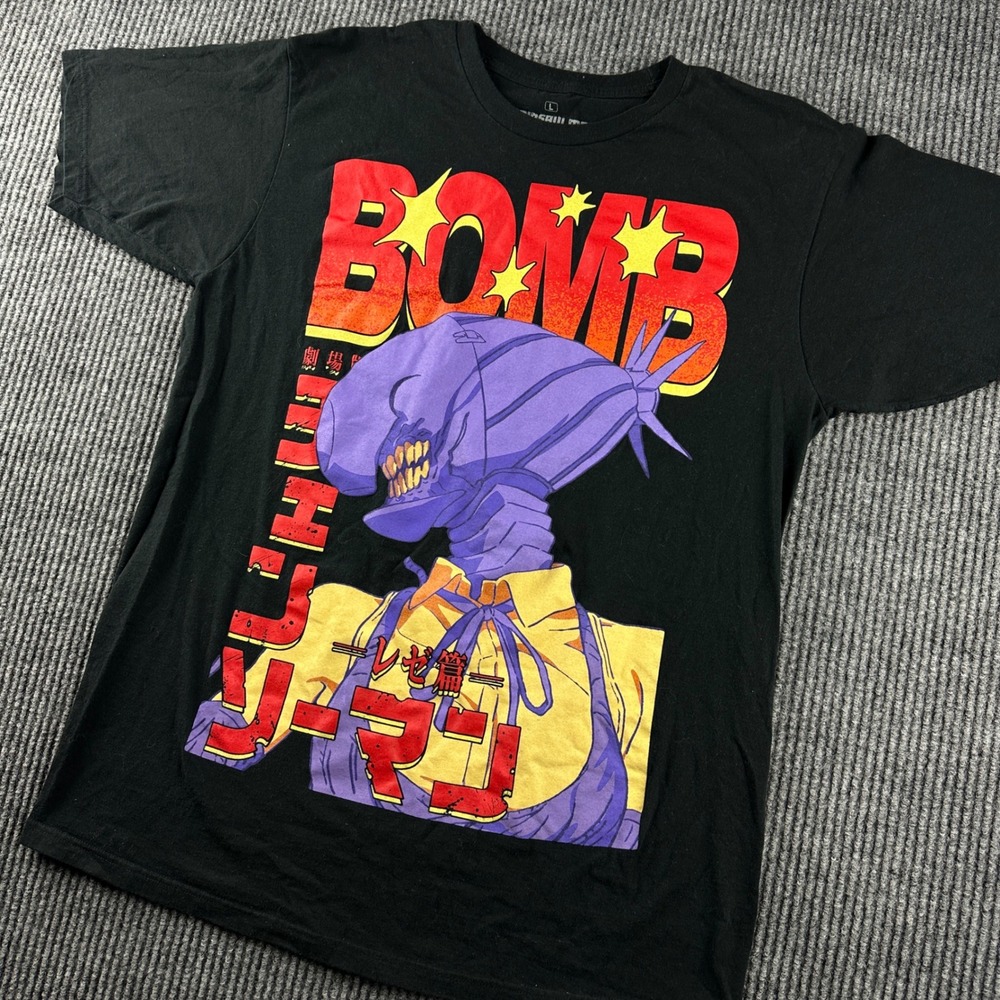 Chainsaw Man Reze Bomb Girl Graphic T-Shirt Black Mens Large Ripple Junction